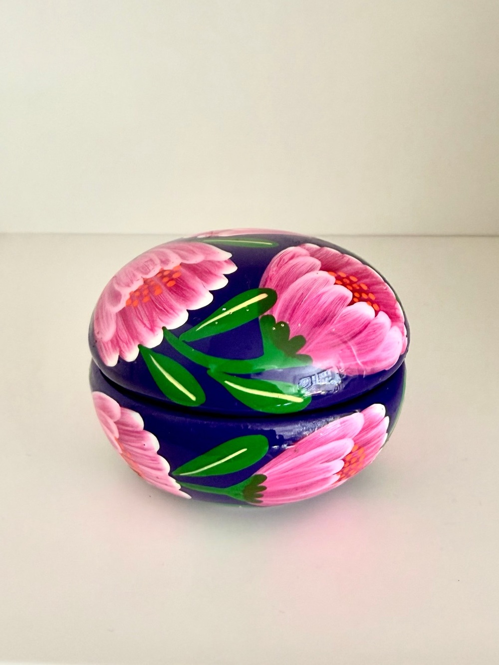 hand painted floral trinket box